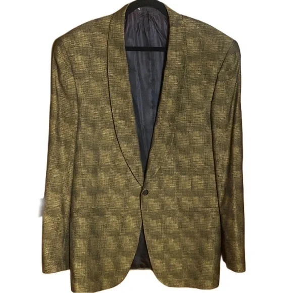 Jhane Barnes shawl collar Wool sport Coat jacket in black brown Size Men's 44L - Picture 2 of 9